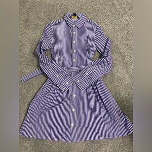 Polo Ralph Lauren Purple Striped Button Down Girls Dress.